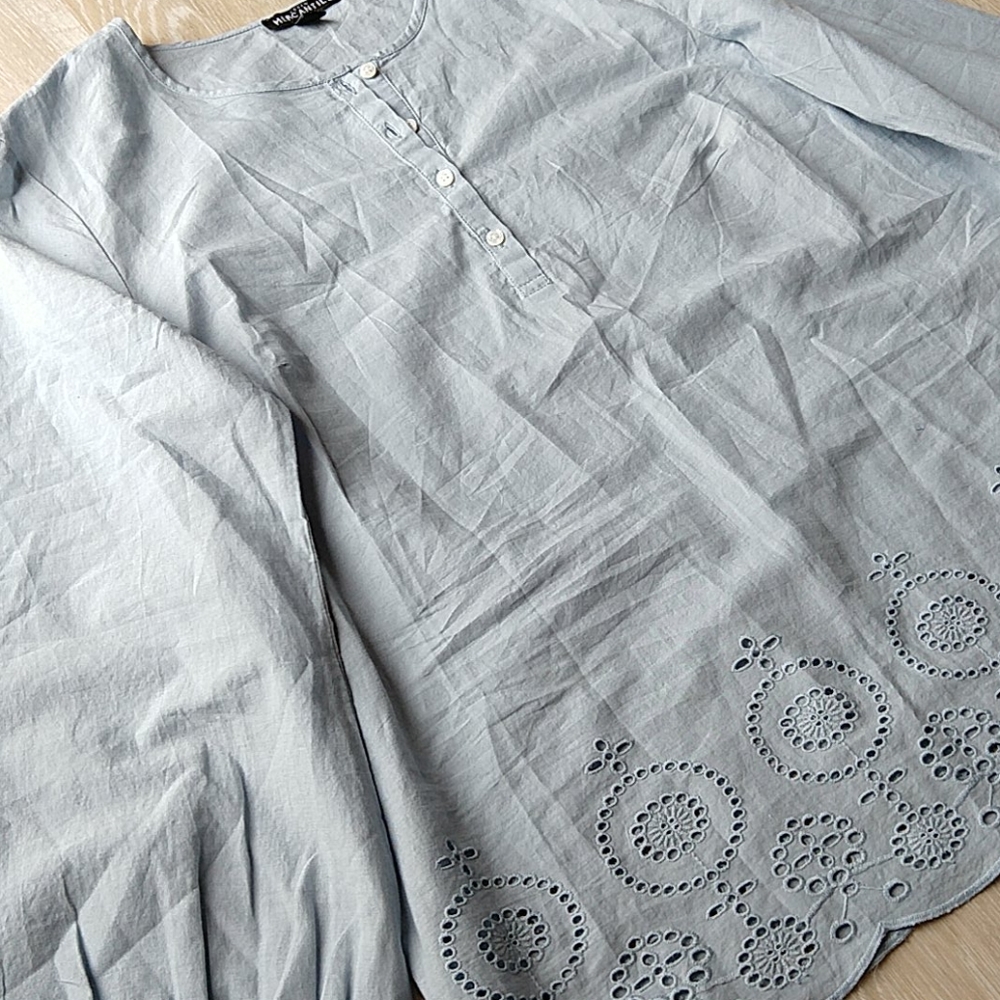 J Crew Mercantile Eyelet Puff Sleeve Top - Picture 2 of 4
